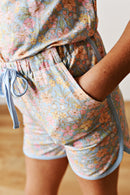 Girls Blue Multi Floral Tie Shoulder Romper | Bossier City, LA