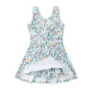 Girls Aqua Bloom Floral Athletic Twirl Dress | Built-In Shorts | Bossier City, LA