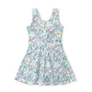 Girls Aqua Bloom Floral Athletic Twirl Dress | Built-In Shorts | Bossier City, LA
