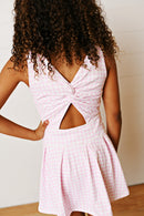 Girls Pink Gingham Athletic Twirl Dress | Built-In Shorts | Bossier City, LA