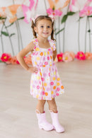SALE Daisy Doodles Ruffle Cross Back Dress