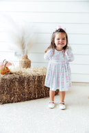 SALE Pumpkin Picnic 3/4 Sleeve Ruffle Twirl Dress