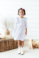 SALE Pumpkin Picnic 3/4 Sleeve Ruffle Twirl Dress
