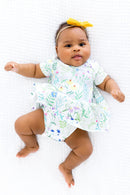 SALE Spring Dandelion Floral S/S Twirl Bodysuit
