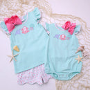 Sea Life Flutter Bubble Romper | Baby Girl Ocean Outfit | Boutique Summer Bubble