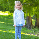 Blue Trellis Bow Girls 1/4 Zip Pullover & Legging Set | Fall Boutique Outfit | Bossier City, LA