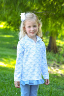 Blue Trellis Bow Girls 1/4 Zip Pullover & Legging Set | Fall Boutique Outfit | Bossier City, LA