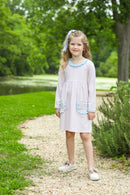 Girls Bow Pocket Dress | Pink & Blue Long Sleeve Boutique Dress | Bossier City, LA