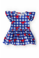 SMU Plaid Mustang Flutter Twirl Bodysuit