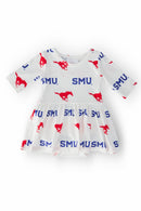 SMU White Mustang 3/4 Sleeve Twirl Bodysuit
