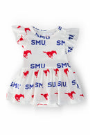 SMU White Mustang Flutter Twirl Bodysuit