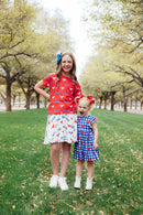 SMU White Mustang Ruffle Twirl Skort