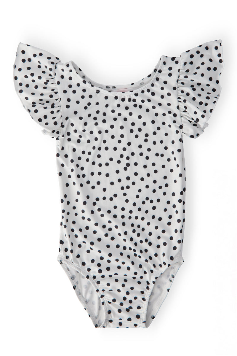 Scattered Dot S/S Flutter Sleeve Leotard