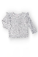 Scattered Dot L/S Ruffle Tee