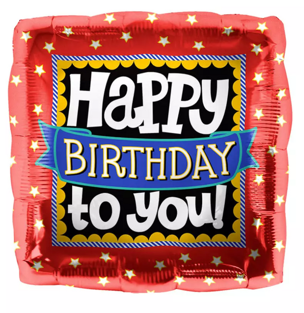 18" Happy Birthday Square Balloon