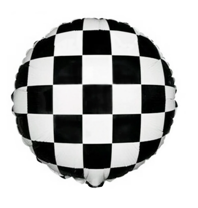 17" Checkerboard Round Mylar Balloon – Perfect for Race Car Parties