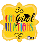 18" Colorful Yellow 'Congratulations' Mylar Balloon for Graduation Celebration
