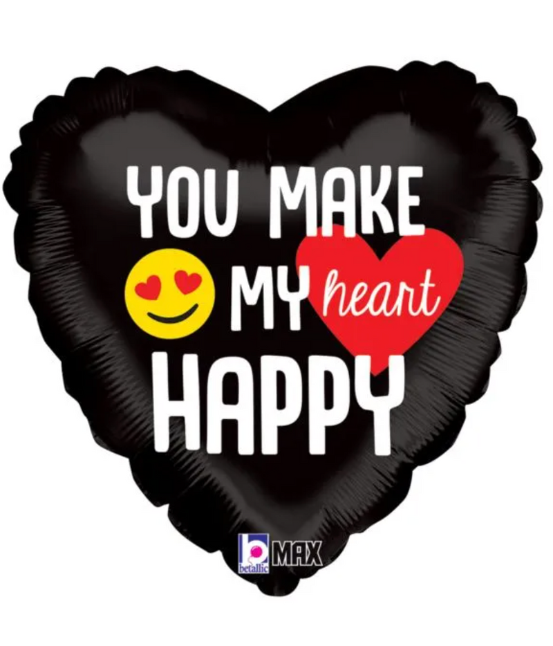 18" Happy Heart Eye Emoji Mylar Balloon - Perfect for Valentine's Day!