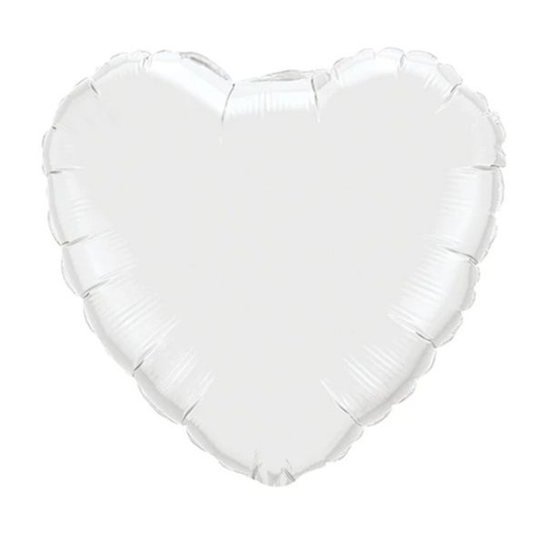 18" White Mylar Heart Balloon - Perfect for Valentine's & Celebrations