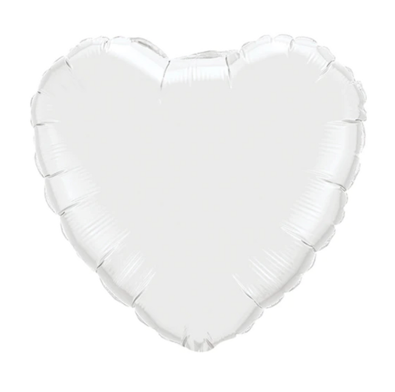 18" White Mylar Heart Balloon - Perfect for Valentine's & Celebrations