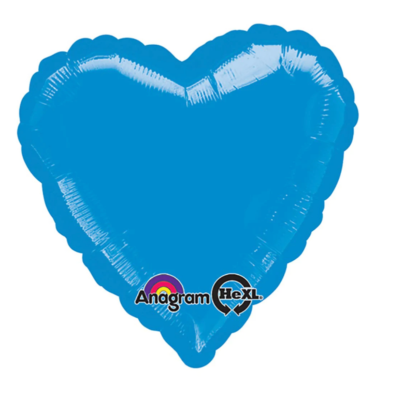 18" Blue Metallic Heart Balloon – Perfect for Love & Valentine's Day