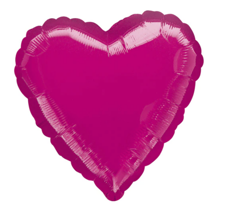 18" Fuchsia Metallic Pink Heart Balloon for Love & Celebration