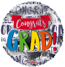 18" Colorful Congrats Grad Banner Balloon – Bright, Fun Graduation Decor