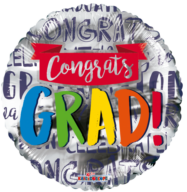 18" Colorful Congrats Grad Banner Balloon – Bright, Fun Graduation Decor