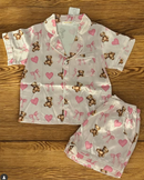 Girls Satin Pajama Set – Bears & Bows Print