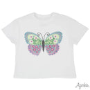 Sequin Butterfly White Boxy T