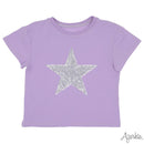 Lavender Boxy Tee with Silver Sequin Star