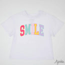 Smile Screen Print on White Boxy T