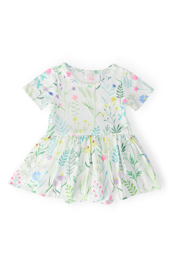 Spring Dandelion Floral S/S Twirl Bodysuit