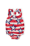 Stars & Stripes Ruffle Cross Back Romper