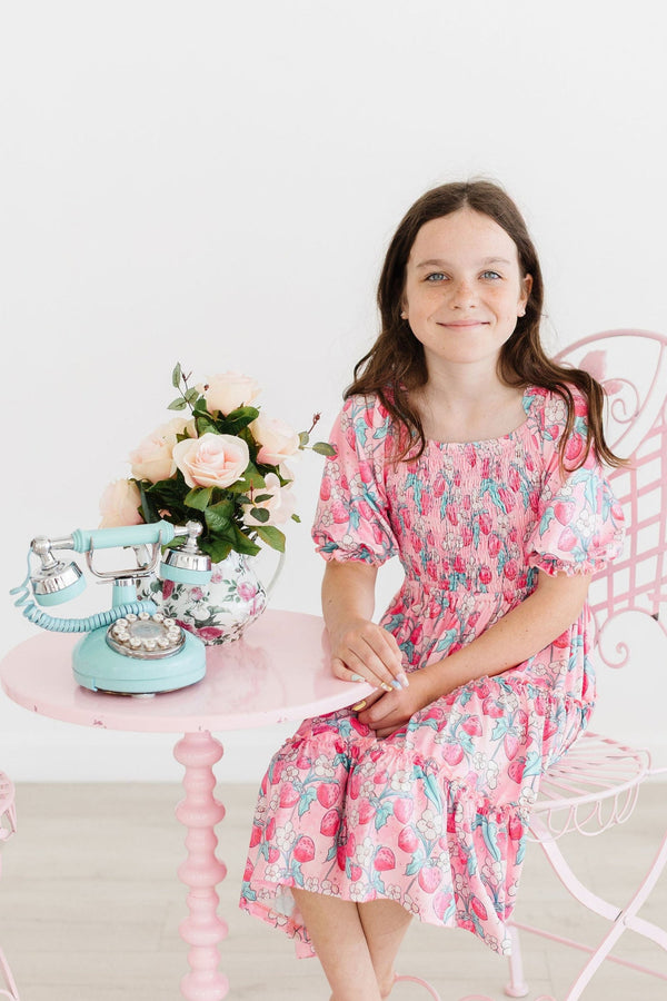 SALE Strawberry Shortcake Smocked Ruffle Dress