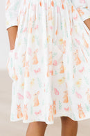 Sunny Bunnies 3/4 Sleeve Pocket Twirl Dress