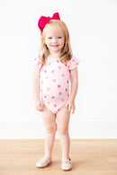 Sweet Strawberries S/S Flutter Sleeve Leotard
