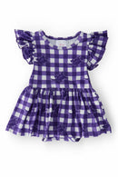 TCU Plaid Frog Flutter Twirl Bodysuit