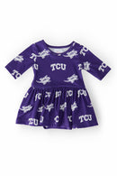 TCU Purple Frog 3/4 Sleeve Twirl Bodysuit