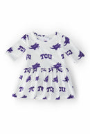 TCU White Frog 3/4 Sleeve Twirl Bodysuit