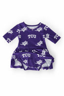 TCU Purple Frog 3/4 Sleeve Twirl Bodysuit