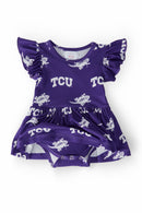 TCU Purple Frog Flutter Twirl Bodysuit