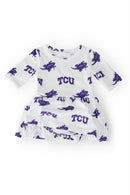 TCU White Frog 3/4 Sleeve Twirl Bodysuit