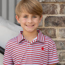 Match Point Polo in Rhode Island Red & Narragansett Navy Stripe