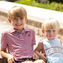 Match Point Polo in Rhode Island Red & Narragansett Navy Stripe