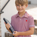 Match Point Polo in Rhode Island Red & Narragansett Navy Stripe