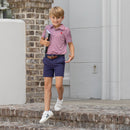 Match Point Polo in Rhode Island Red & Narragansett Navy Stripe