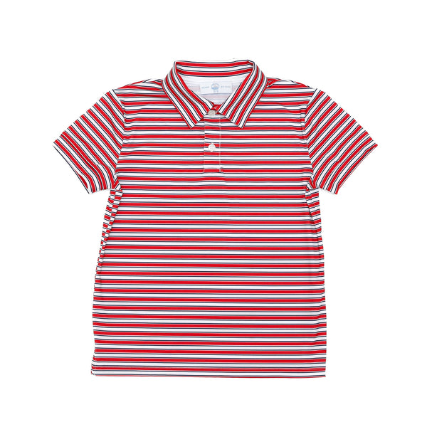 Match Point Polo in Rhode Island Red & Narragansett Navy Stripe