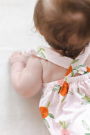 Tangerine Ruffle Cross Back Romper