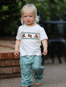 Western Plaid Horse Embroidery Boy Pants Set